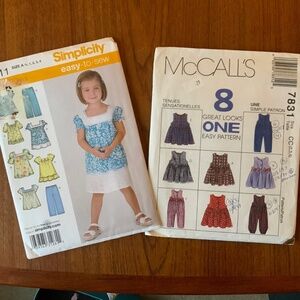 2 PATTERNS -McCall’s & Simplicity /Toddler’s Dresses, Tops & Pants